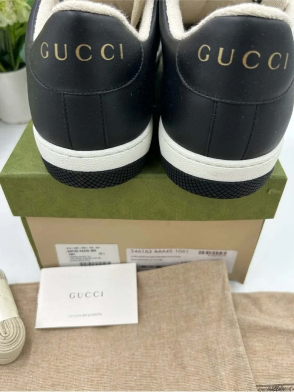 Men's Gucci screener web stripe leather sneakers size 14 US